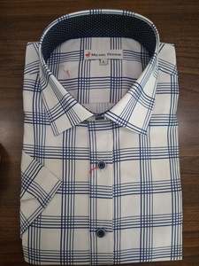 Short Sleeve Casual Shirt Specials: Michel Rouen Navy Large Check Short Sleeve Shirt