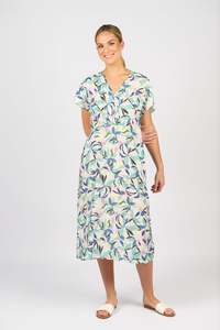 Vassalli Drop Shoulder Dress with Wrap Bodice and side pockets - Soleil