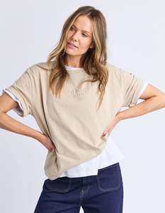Ladies Tops: Foxwood Huntleigh Oversized Tee - Oat