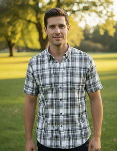 New: RF Scott Fields Linen Cotton Short Sleeve Shirt - Surf