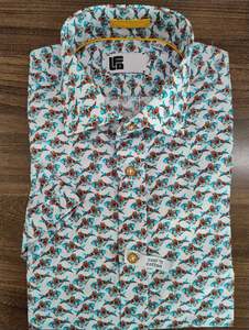 50 Off: LFD Tangerine Fish Print Short Sleeve Shirt