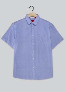 RF Scott Fields Short Sleeve Linen Shirt Sky Stripe