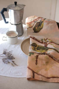 Linen Tea Towels: Birds of New Zealand - Bellbird
