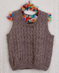 Tussock Handknitted Lace Tank — Homespun NZ Romney Wool