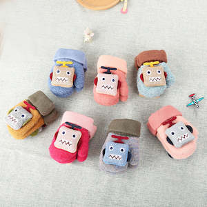 Gloves: Toddler/ Baby Mittens - Sherpa Lining -  Robot