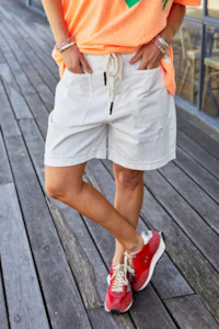 shorts: Distressed Carpenter Shorts - White