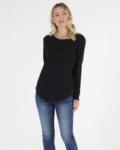 Megan Long Sleeve Top - Black