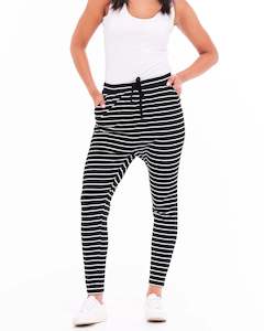 Betty Basics Curve: Jade Pants - Black/White Stripe