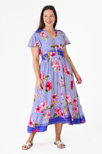 Isha Midi Dress - Blue Pink