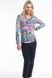 Orientique 1: Vee Neck Long Sleeve Tee - Retro