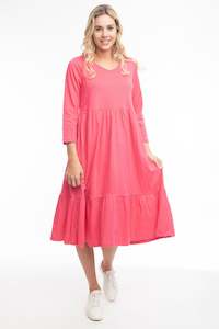Orientique 1: Vee Neck Essentials Dress - Paradise Pink