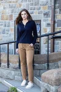 Shirts: 100% Merino Half Zip Polo Top - Ink