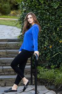 Shirts: 100% Merino Round Neck Top with Sleeve Detail - Regatta