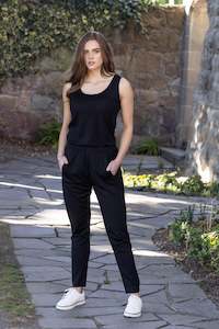 Singlets: 100% Merino Wide Strap Singlet - Black