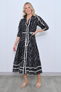 New U Collection: 3/4 Sleeve Midi Dress - Black