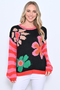Floral Knit - Black