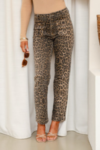 Animal Print Jeans - Brown