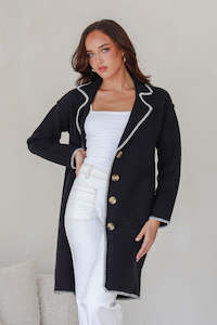 Tribecca 4 Button Coatigan - Black