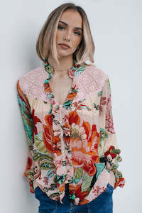 Shirts: La Villa Ruffle Shirt - Multi