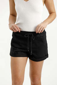 Homelee: Lagoon Denim Shorts - Jet Black