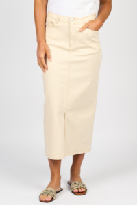 Skirts: Slim Mid Length Skirt - Bone