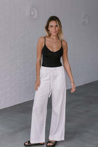 Drawstring Tencel Jeans - White