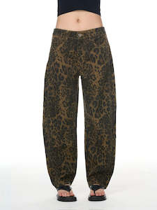 Leopard Barrell Jeans
