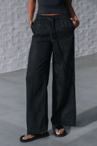 Drawstring Tencel Jeans - Black