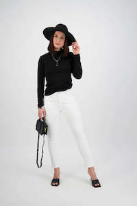Skinny Ankle Grazer Jeans With Rhinestones - White SS