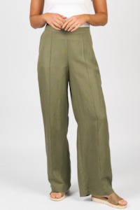 Pants: Wide Leg Full Length Pant - Sage