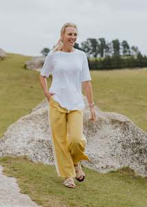 Pants: Indiana Wide Leg Pants - Lemon Grass