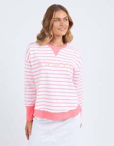 Simplified Striped Crew - Neon Pink
