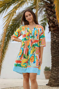 Ravello Spritz Stipe Dress - Turquoise Multi
