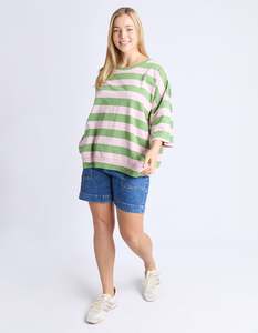 Mazie Colour Block Sweatshirt - Forest Green/Pink Lady Stripe