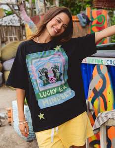 Tops: Lucky Star Tee - Washed Black