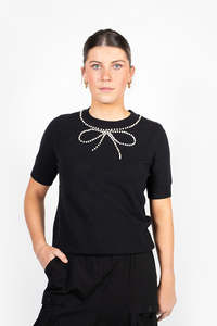 Tops: Bow'tiful Knit Tee - Black