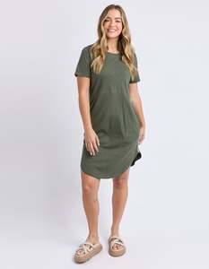Dresses: Bay Tape Dress - Khaki