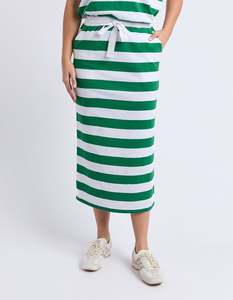 Skirts: Tallow Skirt - White/Green Stripe