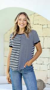 Random Stripe Tee - Black/White