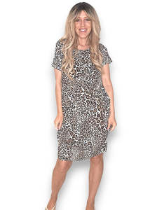 Dresses: Jungle Dress - Beige Leopard