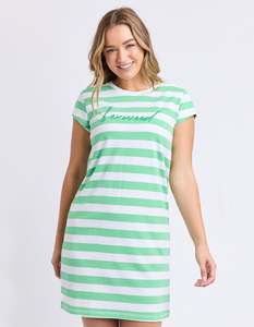 Signature Stripe Tee Dress - Irish Green/White Stripe