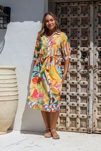 Shirt Dress With Tie - Multi