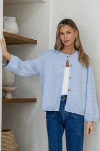 Lennox Long Sleeve Cardigan - Powder Blue
