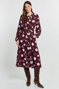 Stamp Shirt Dress - Postage Stamp Print