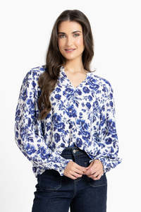 Movement Blouse - Blue Floral