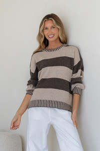 Maci Stripe Knit - Chocolate/Mocha