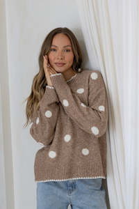 Poppins Polka Dot Knit - Warm Beige/Ivory