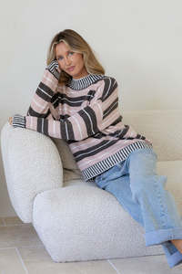 Grace Co: Tilly Knit - Chocolate/Peach
