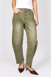 Jeans: Carson Barrel Jeans - Khaki