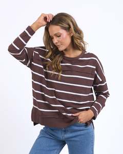 Jayne Stripe Throw On Top - Chocolate